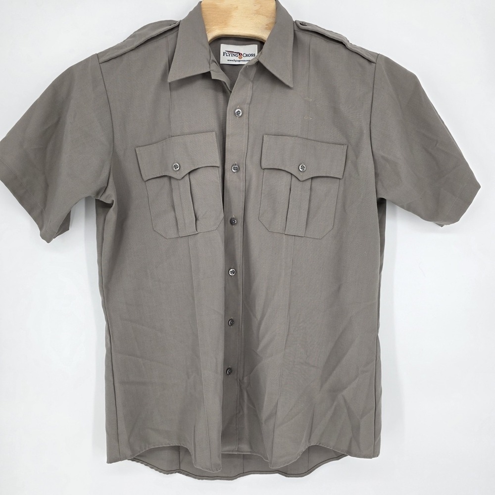 Vintage Flying Cross Shirt Men Large Khaki Air Patrol USAF Military USA Epaulets